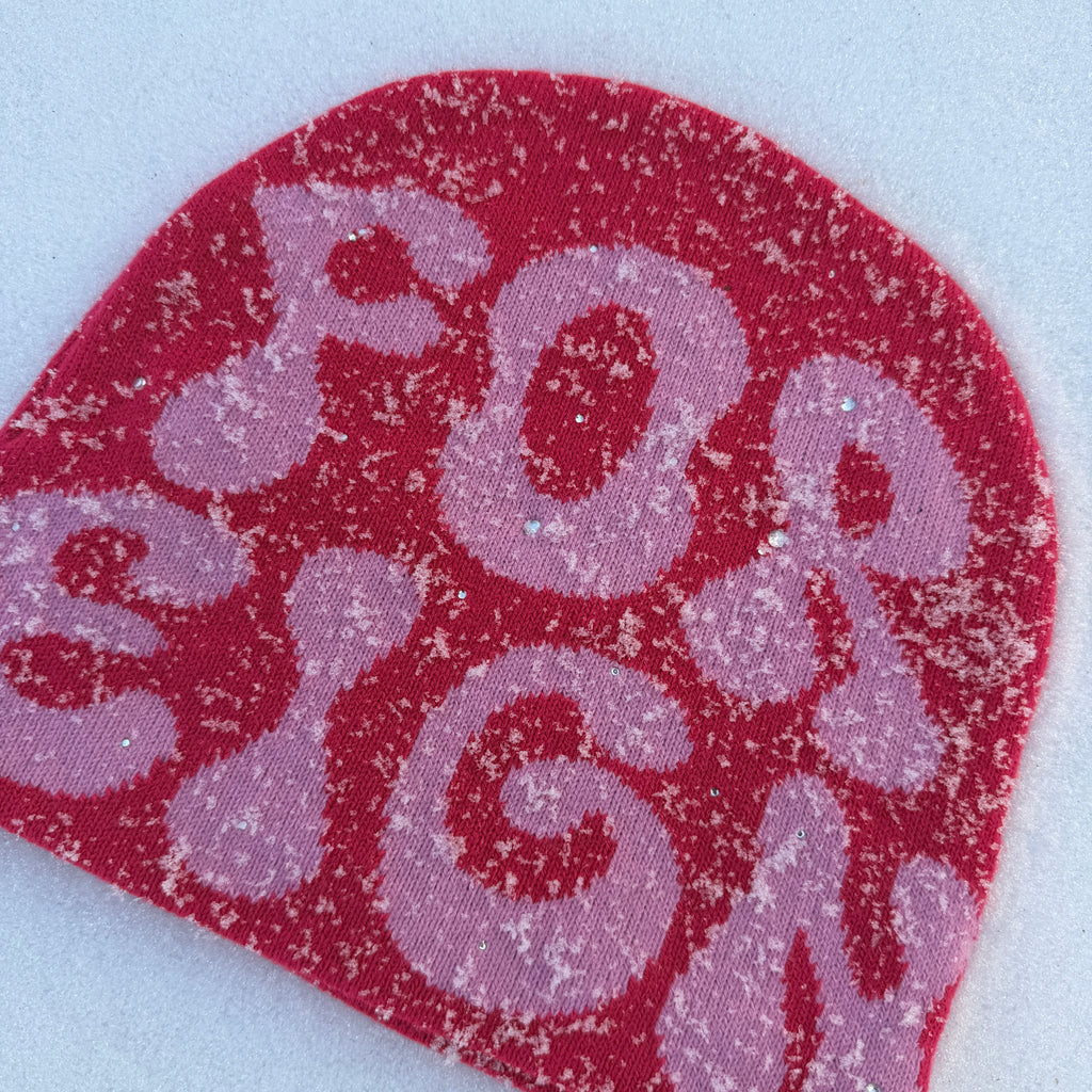 Skull Beanie Pink Berry