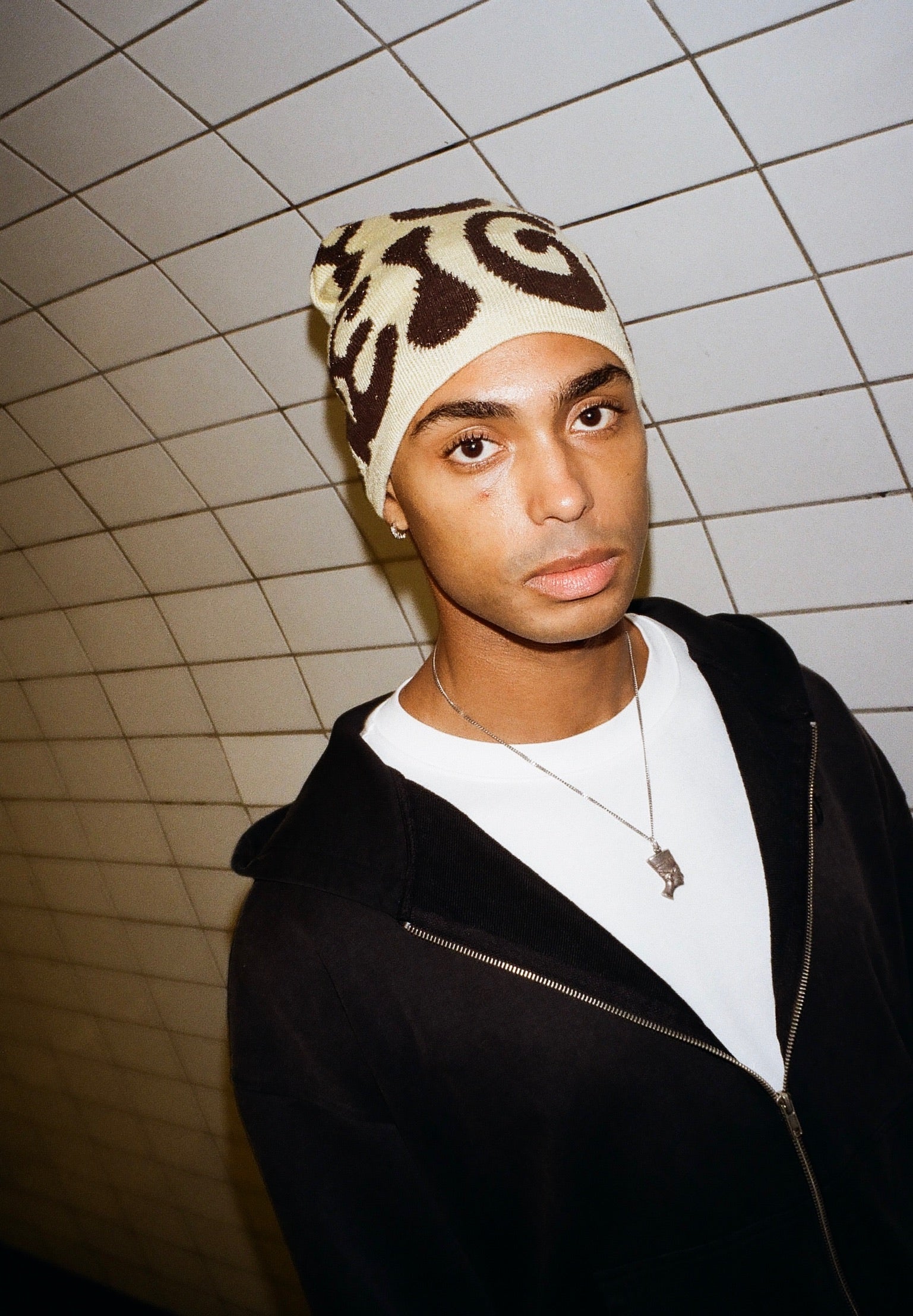 Skull Beanie Mocha Cream