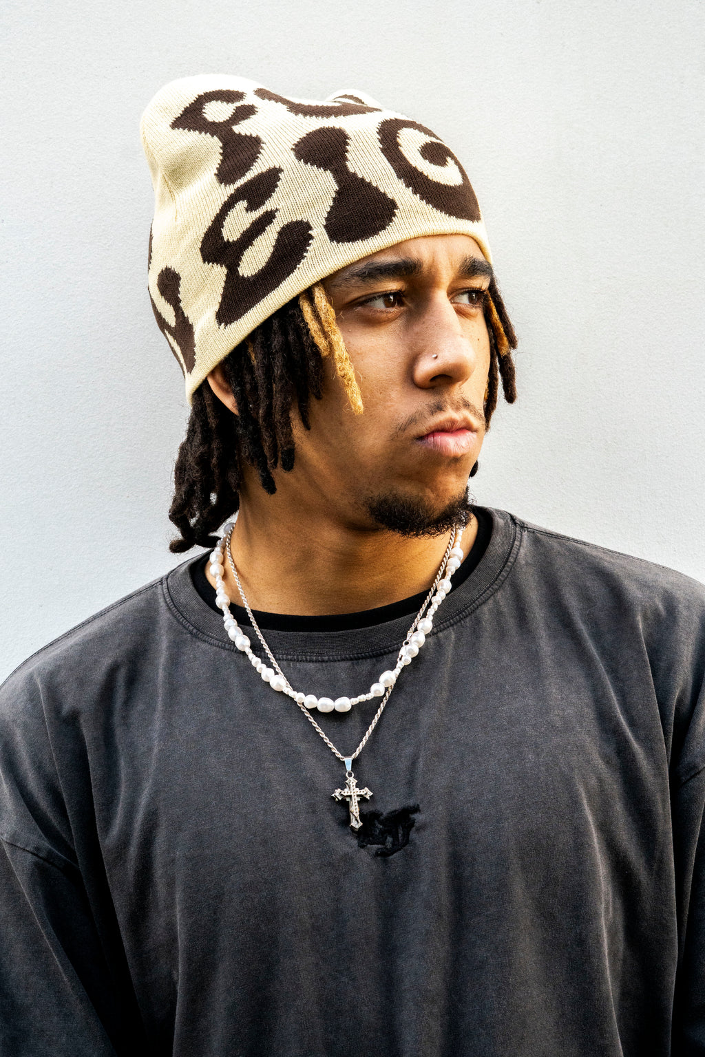 Skull Beanie Mocha Cream