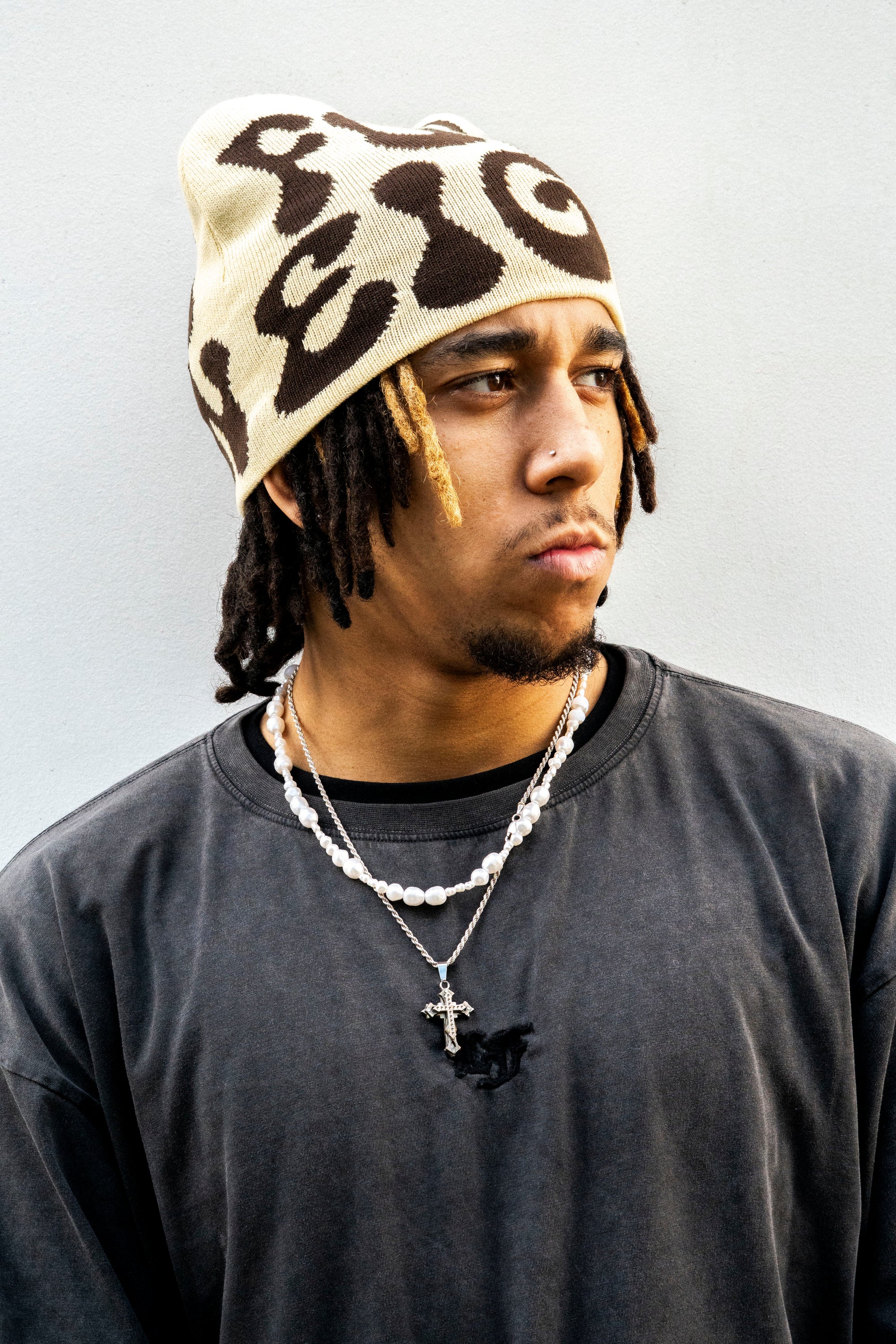 Skull Beanie Mocha Cream