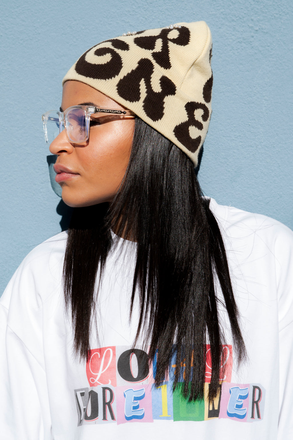 Skull Beanie Mocha Cream